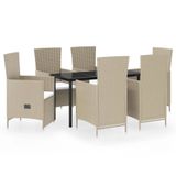 VidaXL 7-delige Tuinset met kussens Beige