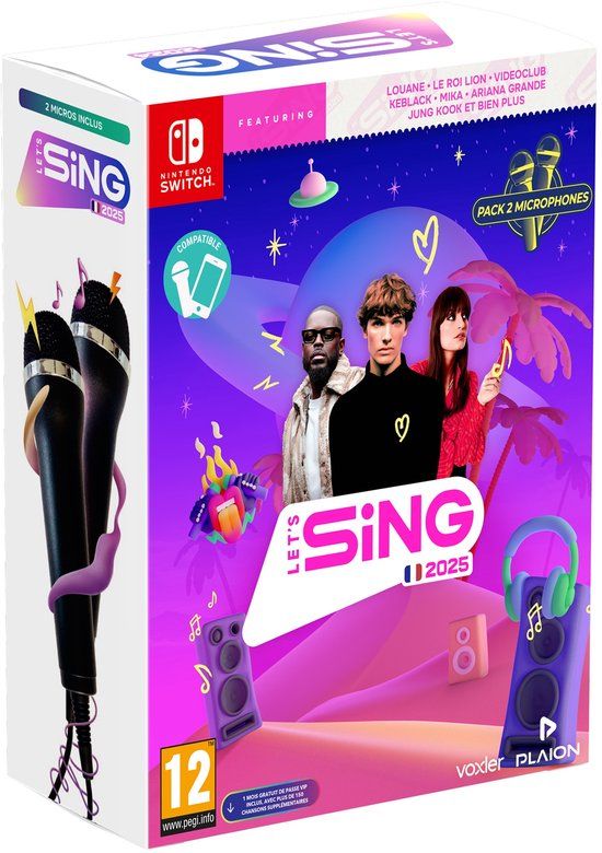Plaion Let's Sing 2025 + 2 Microfoons - Franse Editie - Nintendo Switch