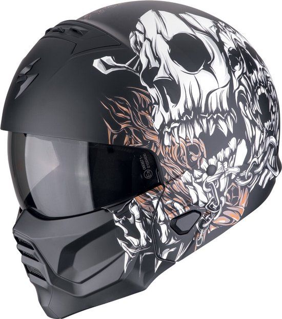 Scorpion EXO Combat II Genesis Jethelm - Zwart/Oranje/Wit - Maat M
