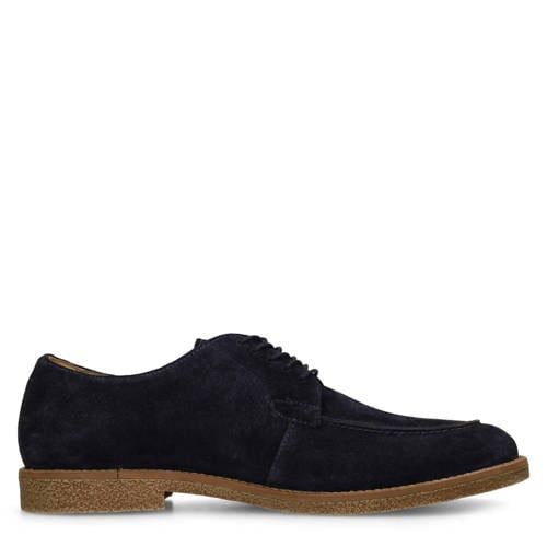 Manfield suède veterschoenen donkerblauw