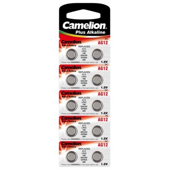 Camelion 10 x AG12 Button Cells Battery LR43 186 G12 GP86A 386 SR43W