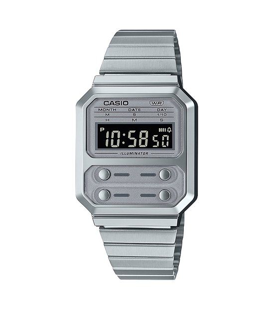 Casio Vintage Edgy A100WE-7BEF Digital Watch - Silver - Men's