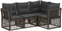 vidaXL Tuinbankenset 4-persoons Grijs Polyrattan