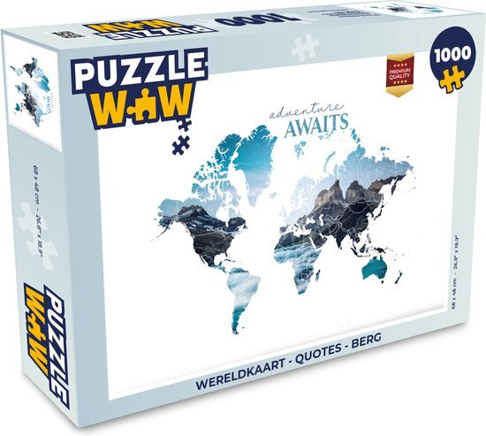 MuchoWow Puzzel Wereldkaart - Quotes - Berg - Legpuzzel - Puzzel 1000 stukjes volwassenen