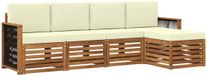 vidaXL - Banc en bois d'acacia, ensemble de salon 5 places, naturel et crème