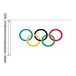 Olympische spelen vlag met vlaggenstok set - multi - 90 x 150 cm