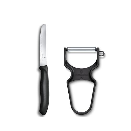 Victorinox Swiss Classic Keukenmessenset met dunschiller, 2-delig, roestvrij staal, vaatwasmachinebestendig, zwart