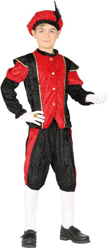 Fiestas Guirca Pietenpak Zwart/Rood 5-6 Jaar - Pietenpak Kinderen