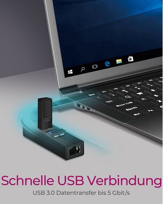 ICY BOX IB-HUB1419-LAN USB 3.2 Gen 1 (3.1 Gen 1) Type-A Zwart