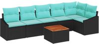 vidaXL Tuinbank - Set - 4 zitplekken - Zwart - Polyrattan