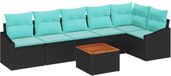 vidaXL Tuinbank - Set - 4 zitplekken - Zwart - Polyrattan