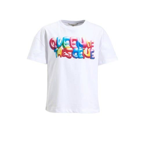 Coolcat oversized T-shirt met printopdruk Mila wit