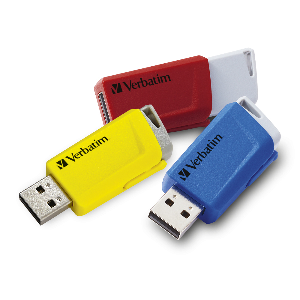 Verbatim Store &#39;n&#39; Click - USB-Stick 3.2 GEN1 - 3x16 GB - Blauw/Rood/Geel