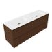 Saniclass Holz Pure Badkamermeubelset - 160x45x61.5cm - Flow solid surface wastafel wit - 2 wasbakken - zonder kraangaten - 4 lades - mat walnut pure (hout) SW1420797/SW1441150