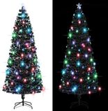 vidaXL Sapin de Noël pré-éclairé avec support et fibre optique LED 240 cm