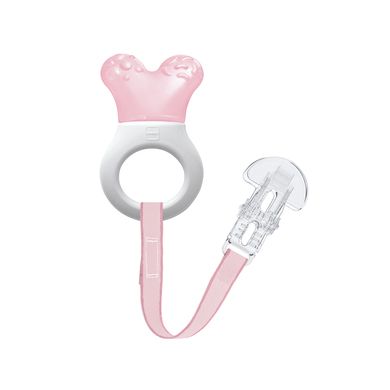 MAM Verkoelende bijtring met clip Mini Cooler & Clip 2+ maanden, 1 stuk, roze