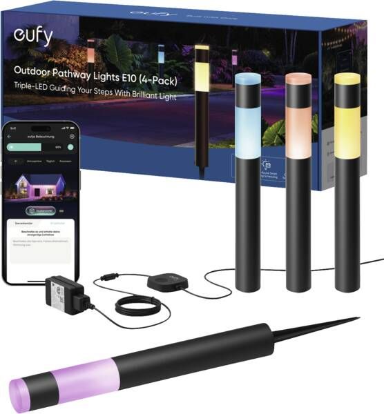 eufy Lightning Tuinpadverlichting E10 4 pack - Pathway Light - Slimme buitenverlichting - RGBWW LED - IP65 - Alexa & Google Assistant