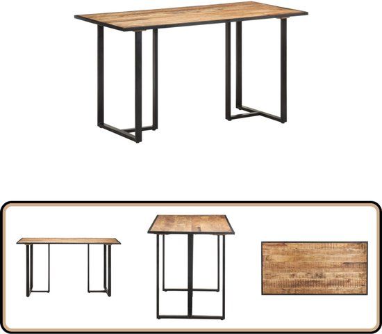 vidaXL Eettafel 140 cm Ruw Mangohout