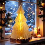 Spetebo Papieren kerstboom met LED-verlichting, warm wit - 30 cm