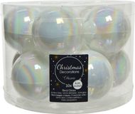 Decoris Kerstballen glas d6 cm wit/iris 10st kerst