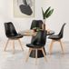 NEWBULIG Eetkamerstoelen, set van 4, Mid-Century modern, diner, woonkamer, slaapkamer, outdoor, loungestoel, PU lederen kussens en houten poten, zwart, 4 stuks
