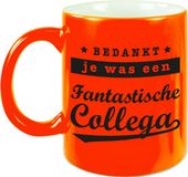 Bellatio Decorations Shoppartners Bv Collega cadeau mok / beker bedankt je was een fantastische collega - neon oranje - afscheid / pensioen cadeau