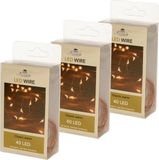 Anna's Collection Guirlande lumineuse - 3x - Guirlande lumineuse - Cuivre - 40 lampes LED - Blanc chaud - 200 cm - Batterie