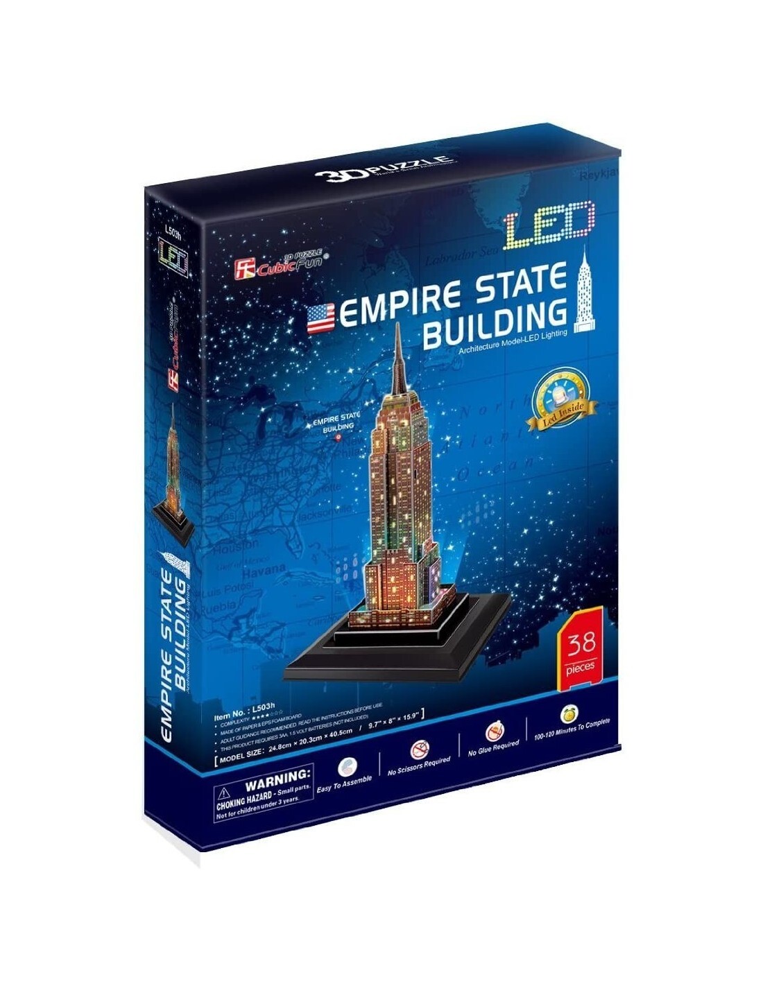 CubicFun Empire State Building New York USA 3D LED puzzel