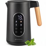 HomeShift Waterkoker met Temperatuurregeling - Warmhoudfunctie - Dubbelwandig - Elektrisch - 1,7 Liter - 2200W - Zwart / Hout