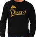 Bellatio Decorations Foute Kersttrui/sweater voor heren - cheers! - zwart - glitter goud - kerstfeest M