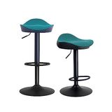 Kidol & Shellder Barkruk, set van 2, zwart, groen, fleece, teddy, in hoogte verstelbaar, 360 graden, PU en metaal