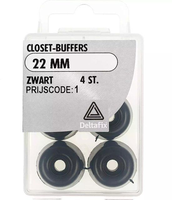 Deltafix Zwarte closetbuffers - 22 mm - 4 stuks