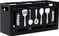 Unyqoos® Organisateurs d'ustensiles de cuisine élégants en bois avec 3 compartiments et patins antidérapants