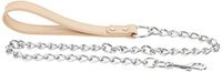 CHAPUIS SELLERIE SLA058 hondenriem - gedraaide stalen ketting diameter 4 mm - polsriem leer natuur - lengte 1 m - maat XL