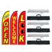 VEVOR Open vlaggen met paalkit, reclamevlaggen voor bedrijven buiten, reclame veer vlag kit, 3 vlaggen (open, kijk, welkom), 3 polen, 3 grondpalen, swoopervlaggen voor bedrijven 16,3 FT