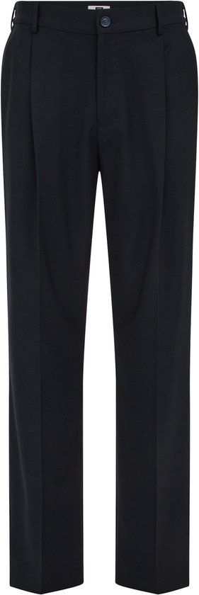 WE Fashion Heren loose fit broek met bandplooi en elastieke broekband