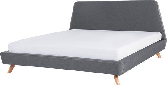 Beliani VIENNE - Bed - 180x200 cm - Grijs - Stof - Lattenbodem