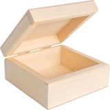 Creative Deco Klein Houten Doos met Deksel | Baby Herinneringsdoos | Sieradendoos | 10x10x5 cm | Onbeschilderd Natuurlijk