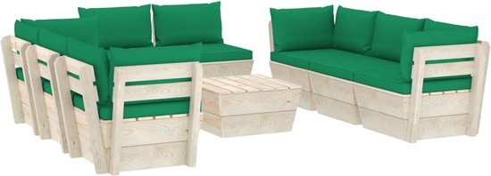 vidaXL 9-delige Loungeset met kussens pallet vurenhout