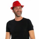 Merkloos Boland Trilby hoed met pailletten - rood - glitter - Toppers