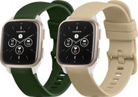 kwmobile 2x horlogebandjes geschikt voor Garmin Venu Sq 2 Music / Sq 2 / Vivoactive 6 / Vivoactive 5 bandje - Smartwatch bandjes van TPU - Activity tracker horloge band in donkergroen / beige