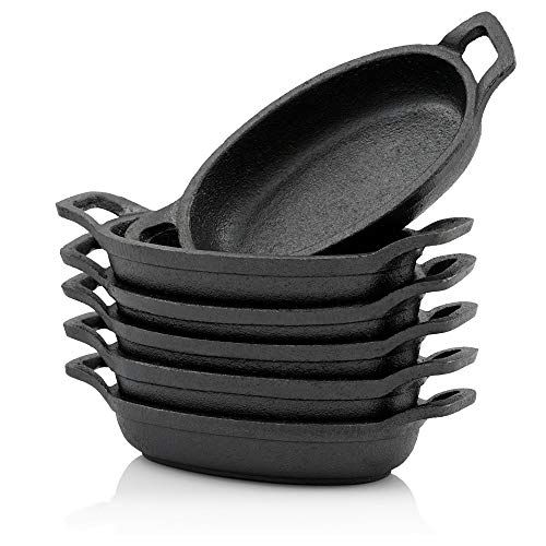 bbq-toro Gietijzeren serveerpannetjes - Set van 6 - Ovaal - 20 x 9,5 cm