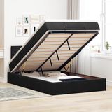 vidaXL Bed poef met matras en LED's 120x190 cm fluweel zwart