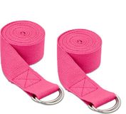 Relaxdays yogariem set van 2, 250 x 3,8 cm, met gesp, katoen, roze
