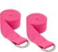 Relaxdays yogariem set van 2, 250 x 3,8 cm, met gesp, katoen, roze