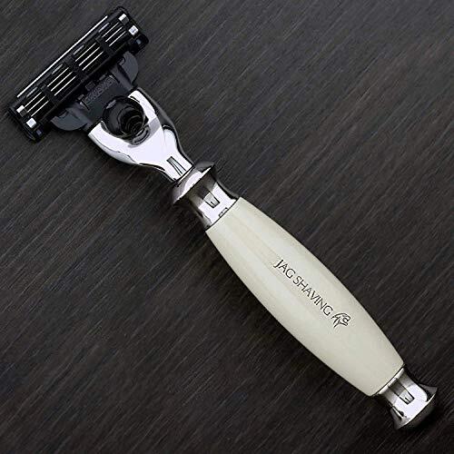 Jag Shaving Topverkopende Triple Blade Cartridges Compatible Razor - Luxe Ivoor Colour Resin & Metal - Uitstekende balans - Inclusief 1 Cartridge Head - Handgemaakt in Engeland - Geweldig cadeau voor elke Gentleman