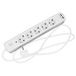 Amig - Mod.5510 stekkerdoos met meerdere voetjes, 5 Schuko-stopcontacten met aarding en schakelaar + 2 USB-aansluitingen, maximaal 2,1 A, 3G-kabel 1,5 mm²: 1,4 m, wit en zilver.