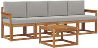 vidaXL Acacia Hout Bank Loungeset 4 Zitplekken Natuurlijk en Lichtgrijs
