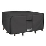 ULTCOVER 600D PVC Duurzame Vierkante Patio Tafel Met Stoelen Cover - Waterdichte Tuinmeubilair Tafelhoezen 94 Inch, Zwart