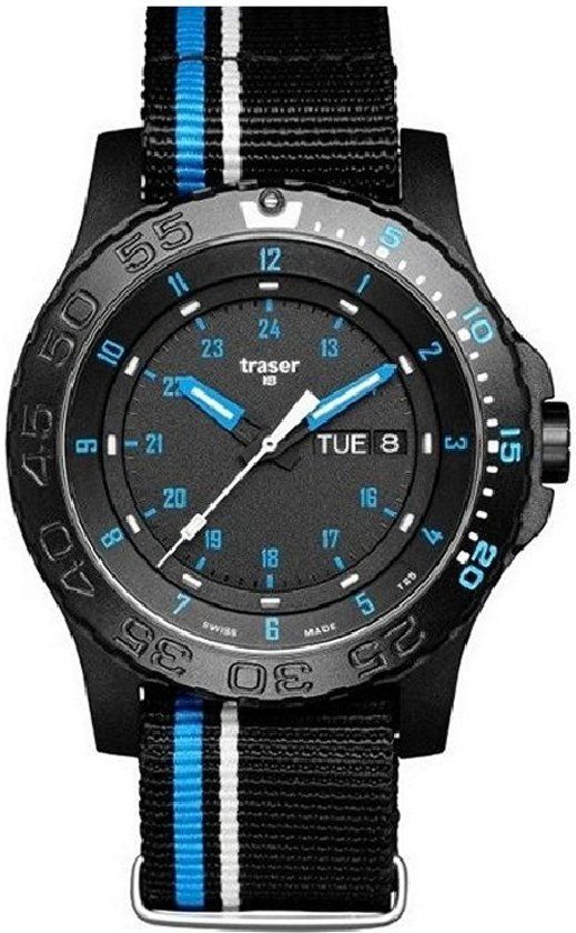 Traser P66 Blue Infinity nato - horloge - Ã˜ 45 mm - zwart/blauw